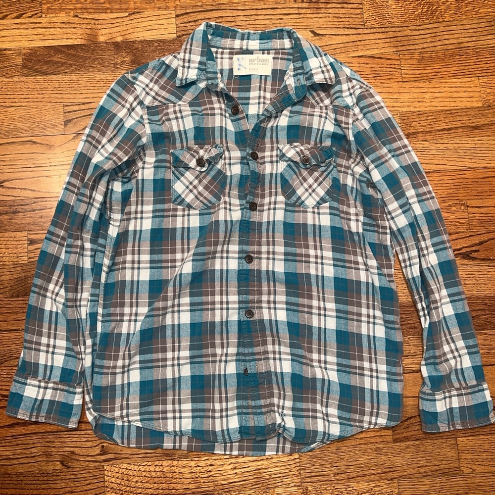 urban pipeline blue and white flannel